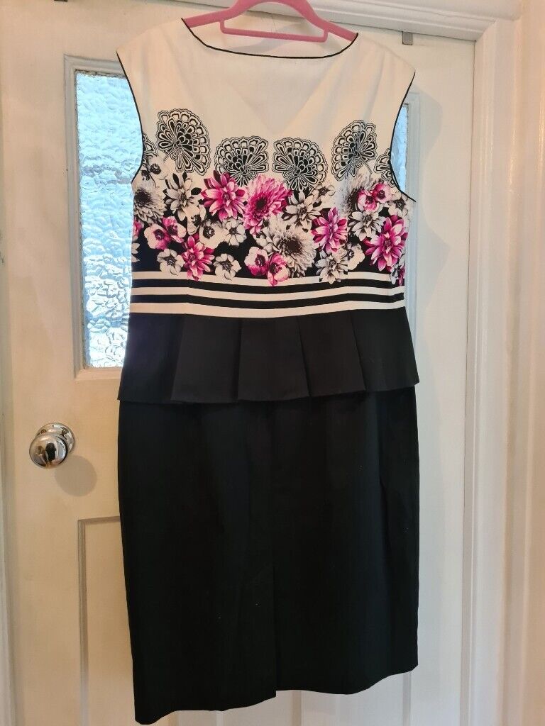 image for M & S Ladies Patterned & Black Dress.