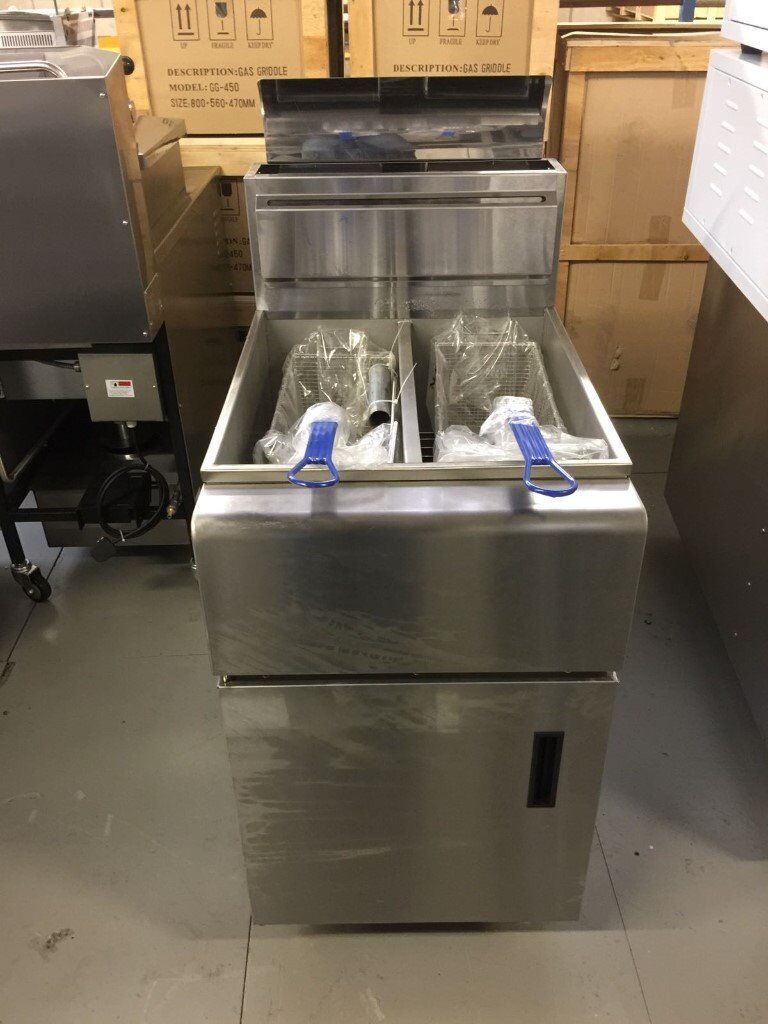 Gas Chip Fryer, Double Tank with 2 Basket Reconditioned 