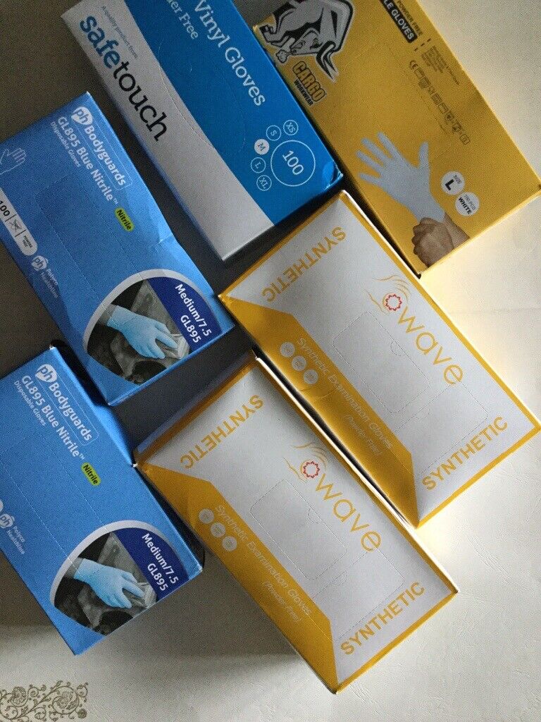 Nitrile Examination Gloves (Latex Free). 12boxesX100 Pcs - Blue/White