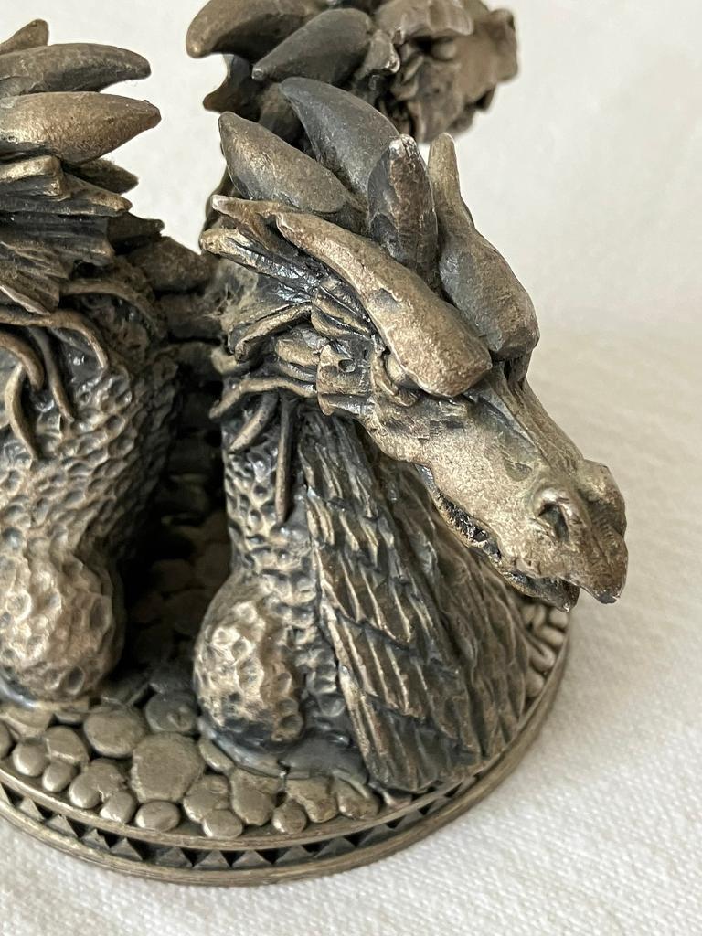 Myth and Magic Tudor Mint Pewter Sculpture DRAGONS HEADS 3821 Collectable
