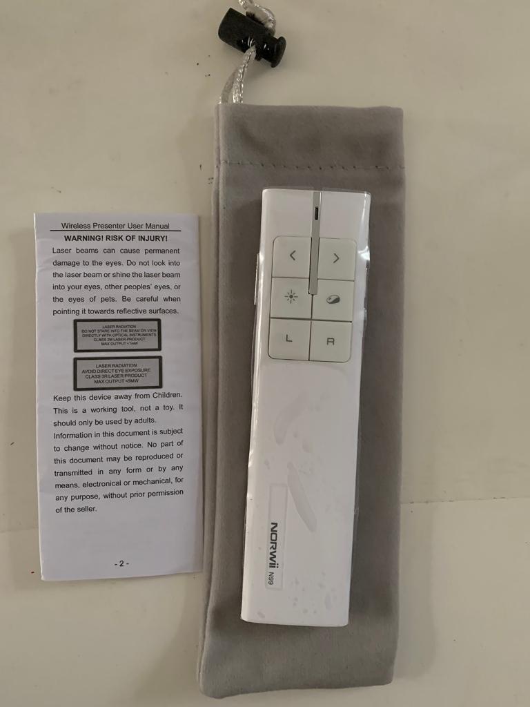 Norwii N99 wireless rechargeable presenter with Air Mouse