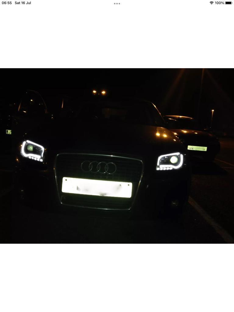 Audi A3 8P 03-08 Black Lightbar Style DRL Projector Headlights Lamp