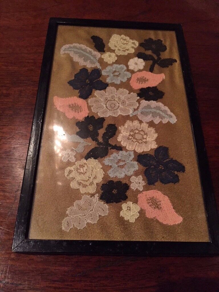 image for Antique flower picture made from fragments of lace