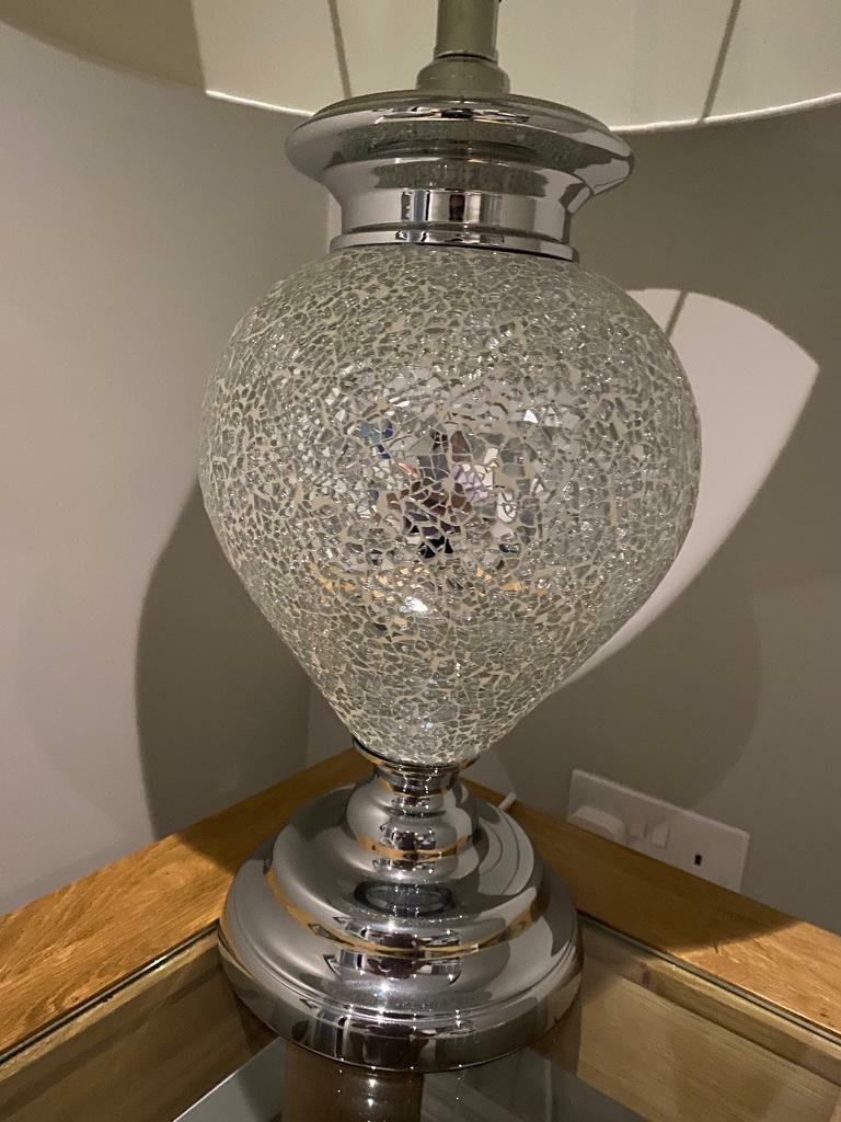 Extra Large silver/ivory Lamp