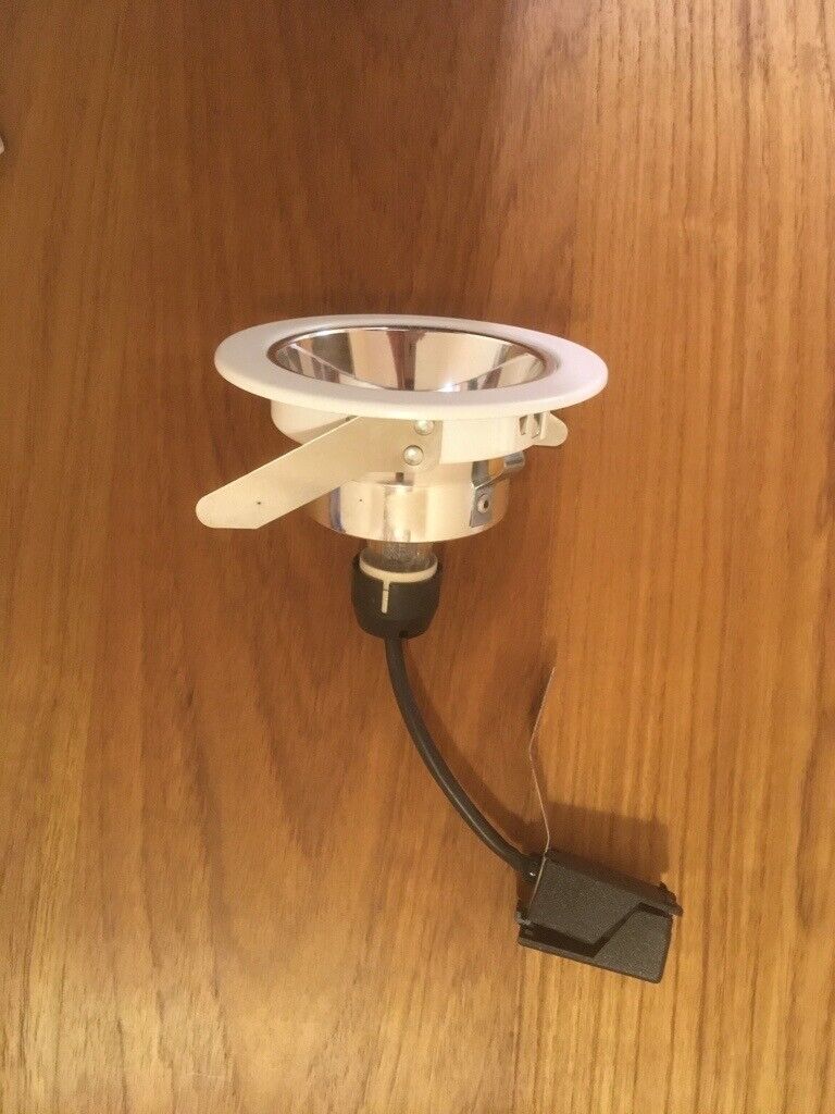 Four new unused ceiling recessed downlight light fittings with bulbs - GU10 LED compatible