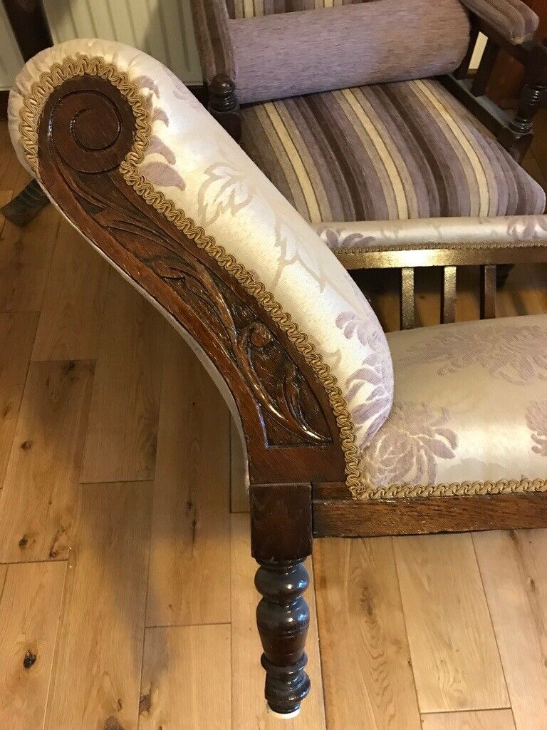 Antique Chaise Lounge + two matching chairs