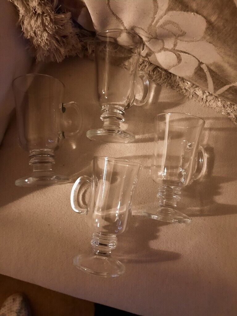 COFFEE GLASS MUGS x4 quality thick strong