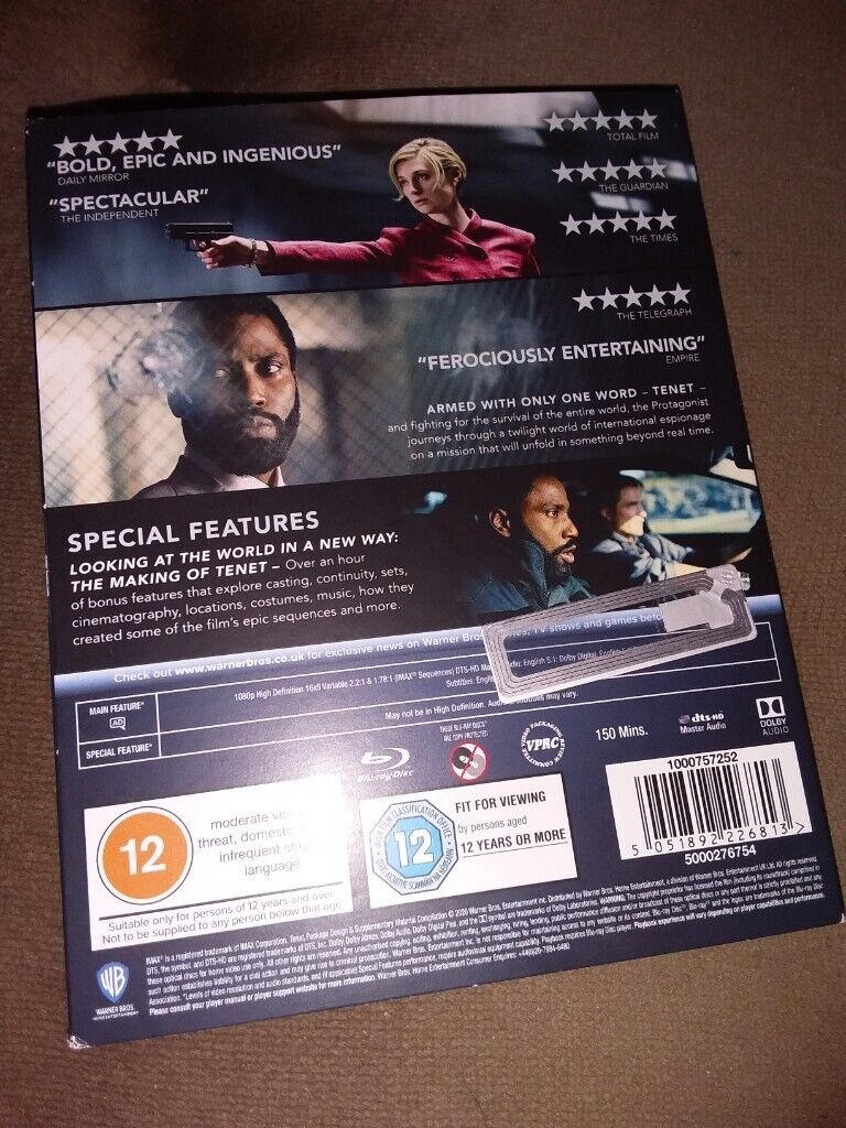 TENET ( BLU RAY ) 2 DISC SET FOR SALE.