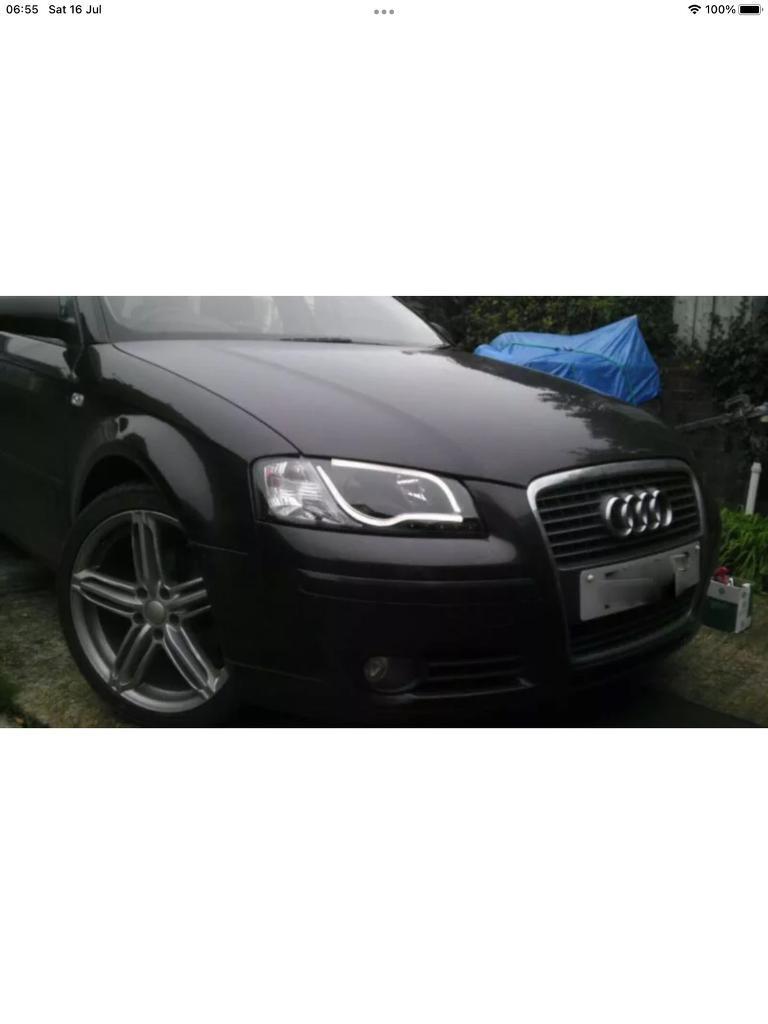 Audi A3 8P 03-08 Black Lightbar Style DRL Projector Headlights Lamp