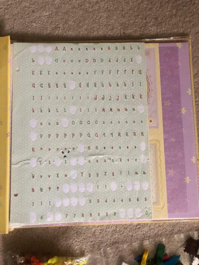 Craft items: Scrapbook Album, Ribbon, felt, lace, peg dolls, beads, sequins and more