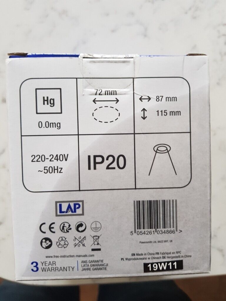 LAP GU10 fixed fire rated downlight polished chrome 230-240V