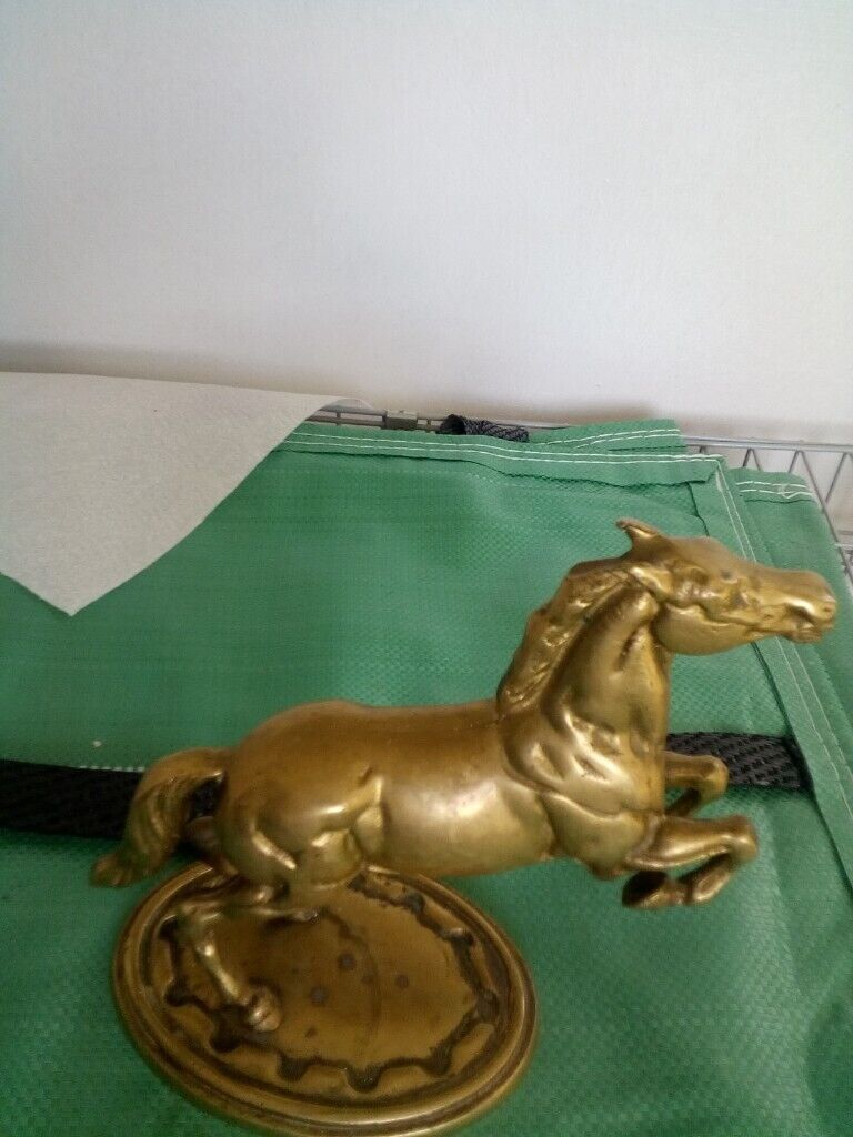 Vintage English Saddled Shire Horse Brass Martingale Bridle Harness  Medallion