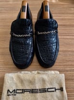 Mens black genuine crocodile vintage loafer shoes size 6 by Moreschi