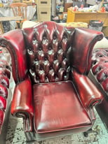 oxblood chesterfield wingback chair