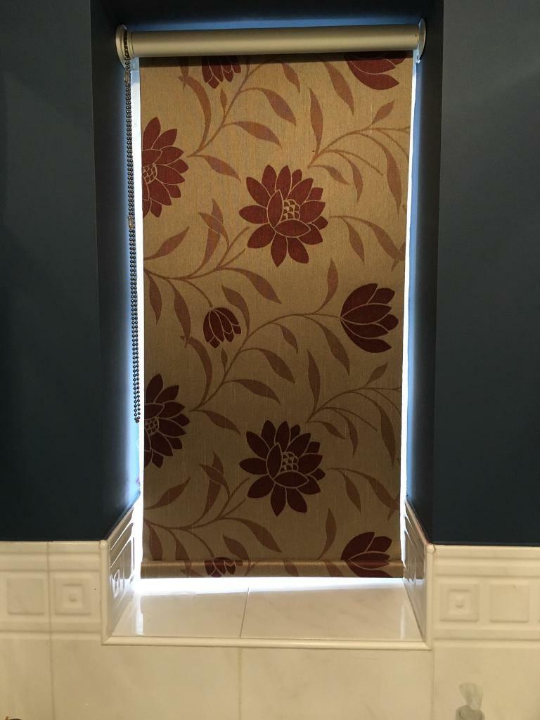 image for Quality gold & cranberry red damask material blackout roller blind