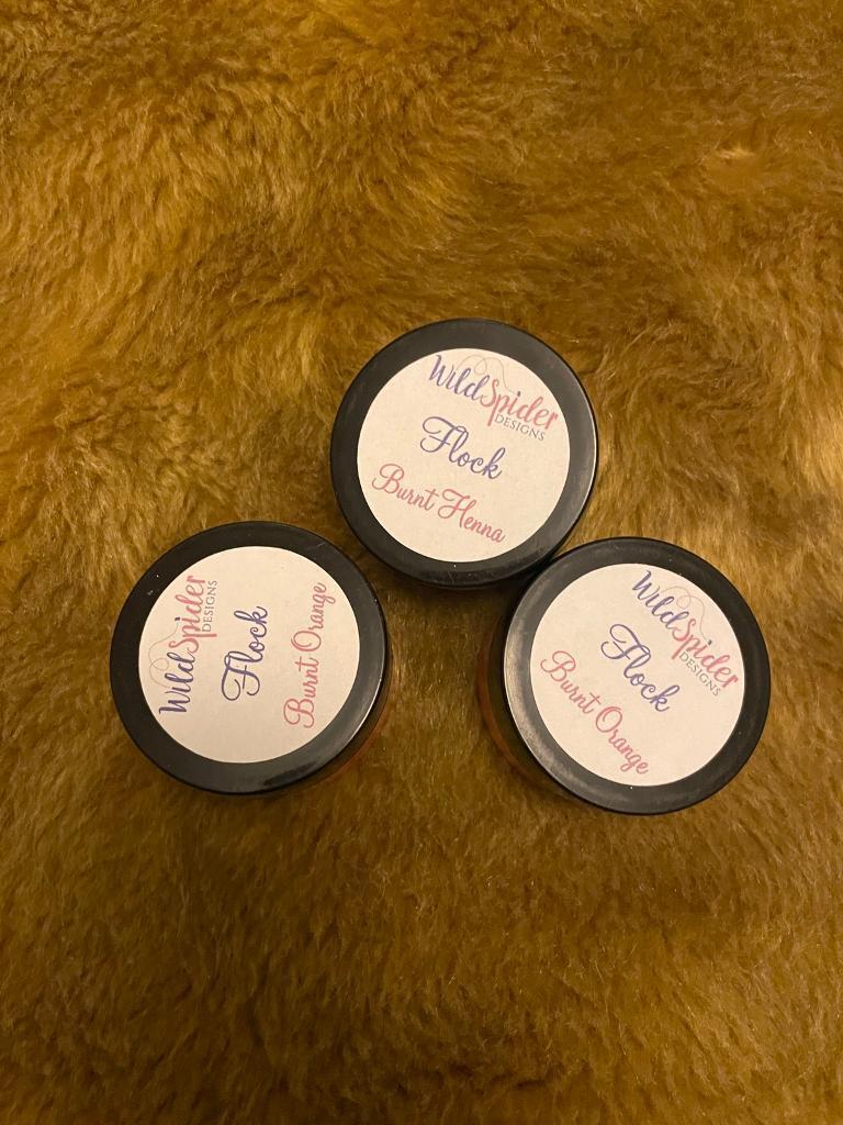 3 pots Wild Spider flocking powder burnt orange henna