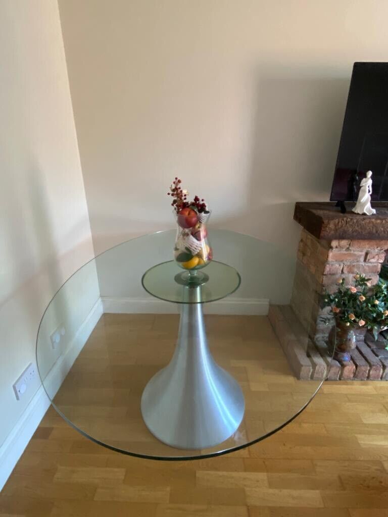 Paloma oval large dining table glass vase stand legs silver chrome
