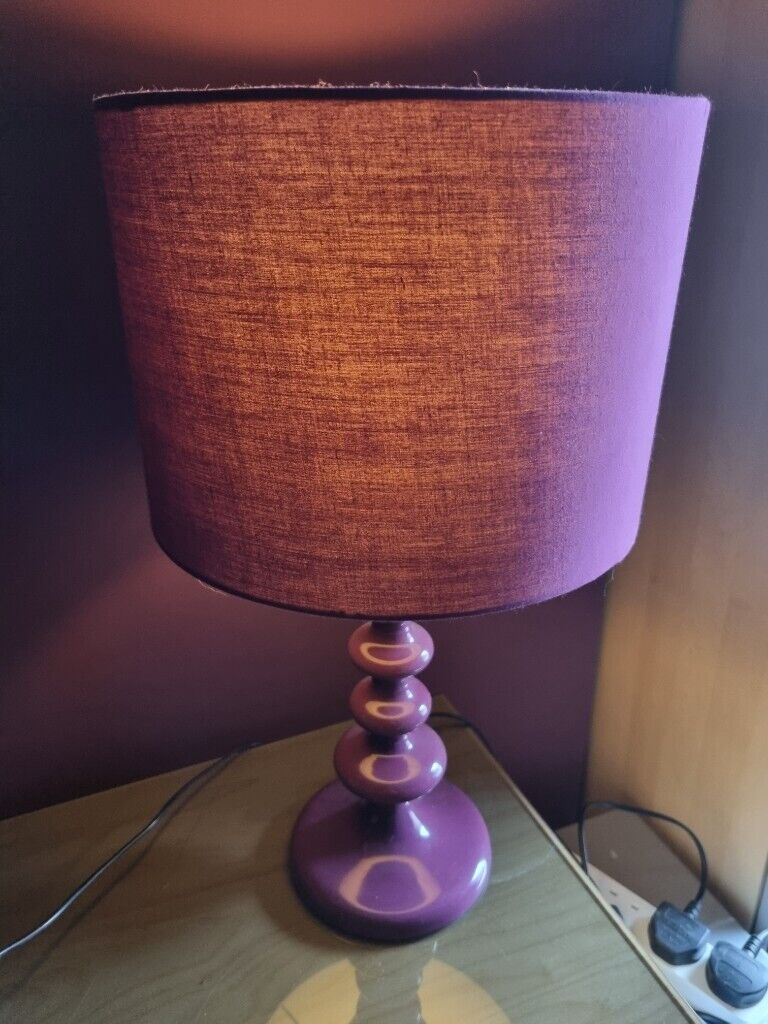 Purple Table Lamp with Bulb