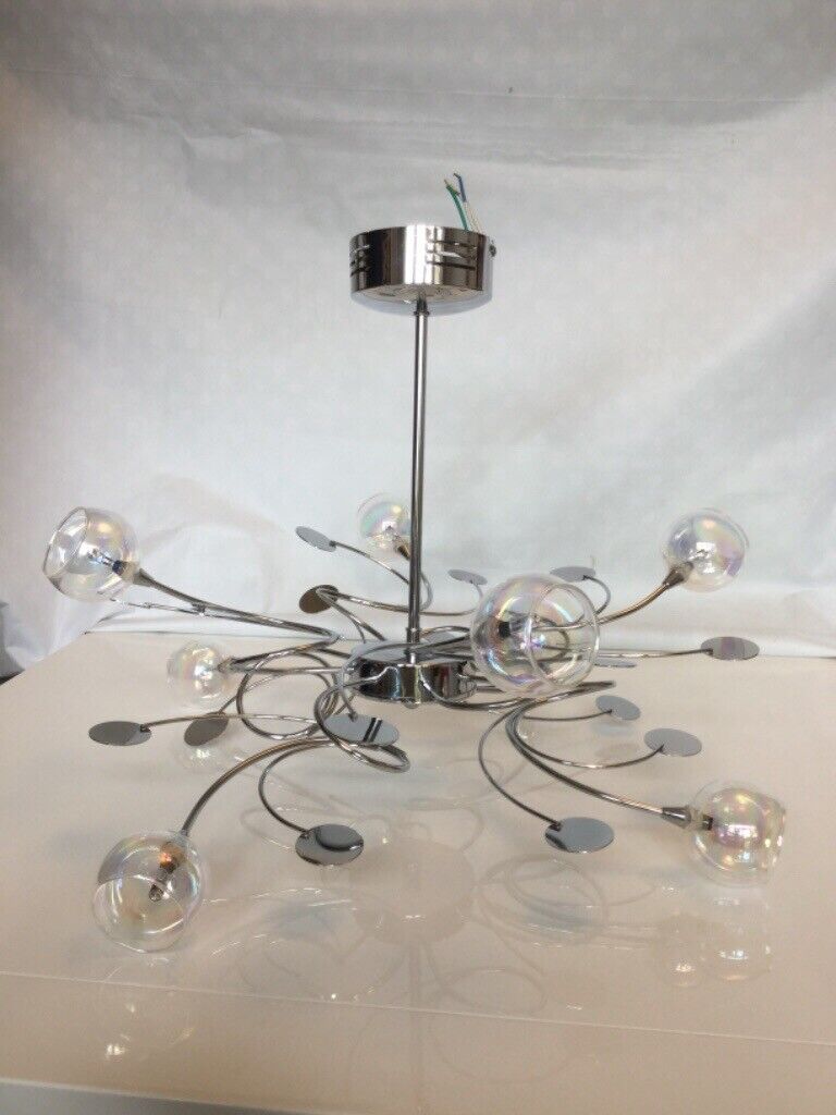 3x Shiny Chrome Ceiling Lighting, in excellent condition!