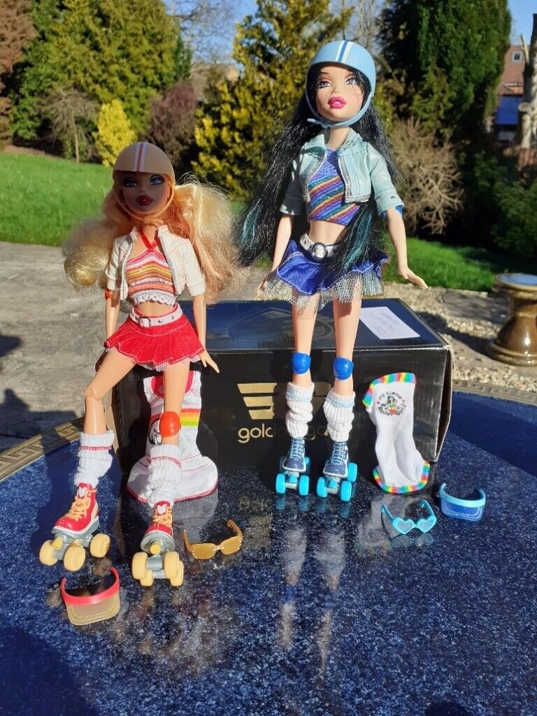 RARE 2006 Barbie My Scene Roller Girl Nolee and Kennedy Dolls 
