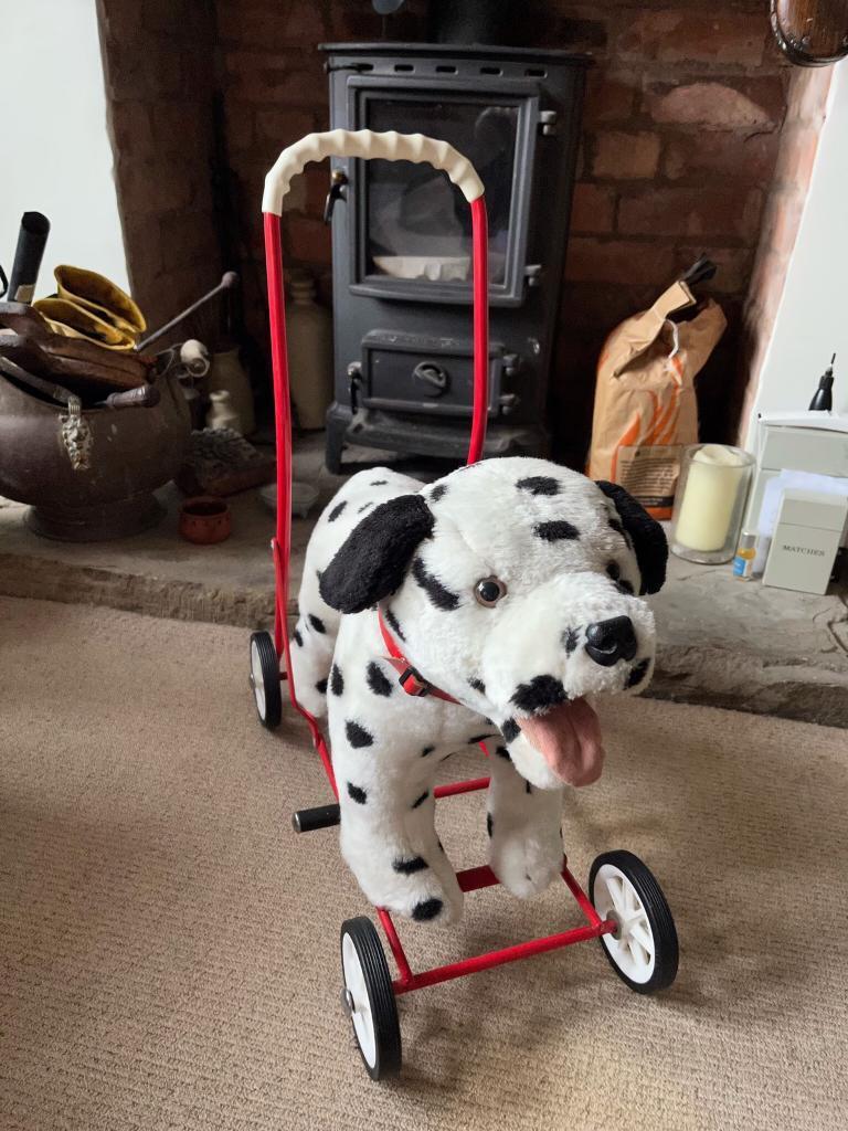 Vintage Mulholland & Bailie push along Dalmatian dog toy Walker 