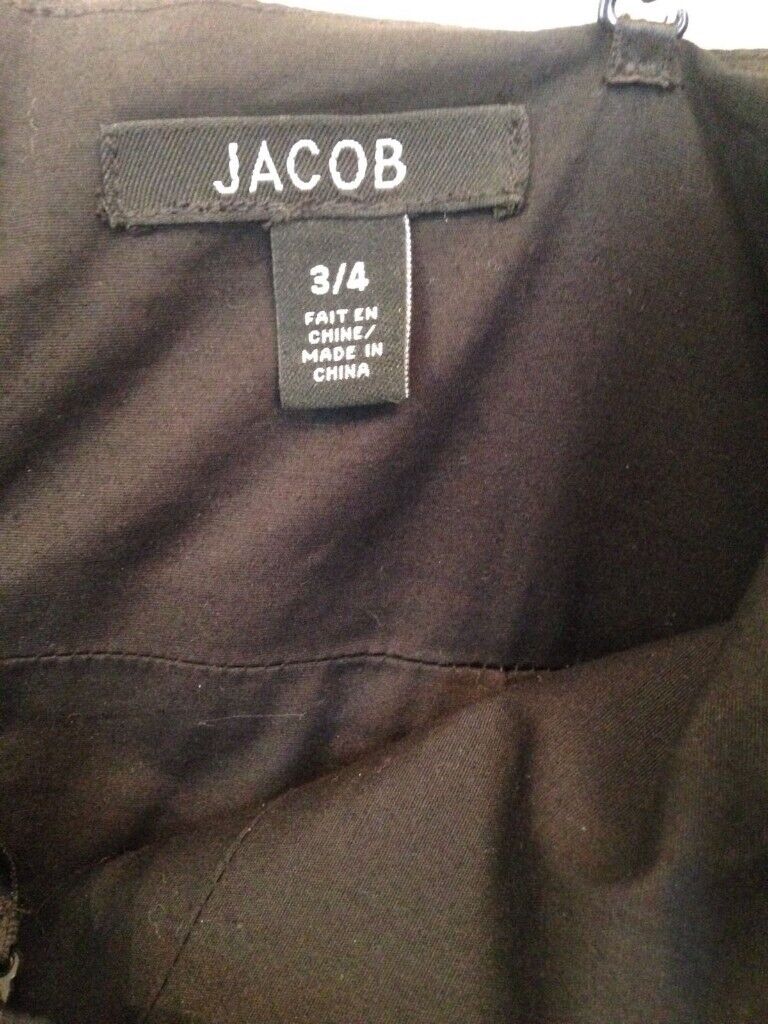 Ladies Beautiful Black Dress By JACOB Size 3/4 Canada 6/8 Uk (Brand New)