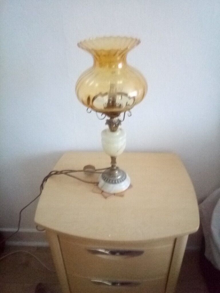 Antique Marble and brass lamp