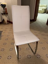 X2 White Leather Dining Chairs 