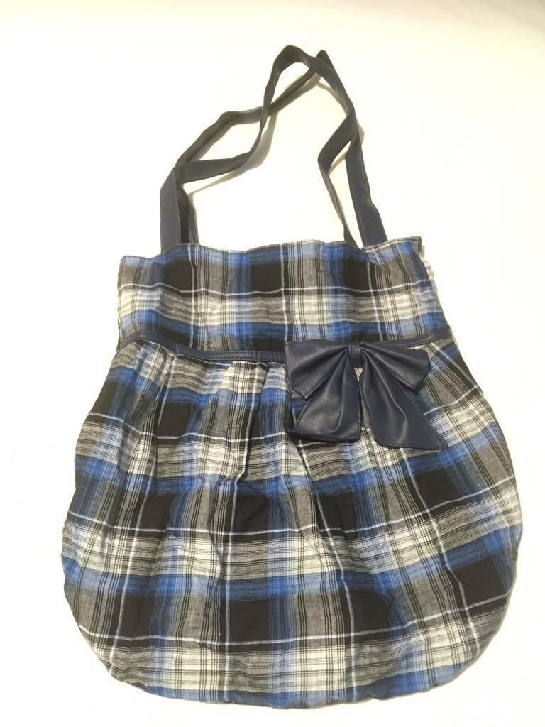 image for Beautiful blue and black tartan tote bag