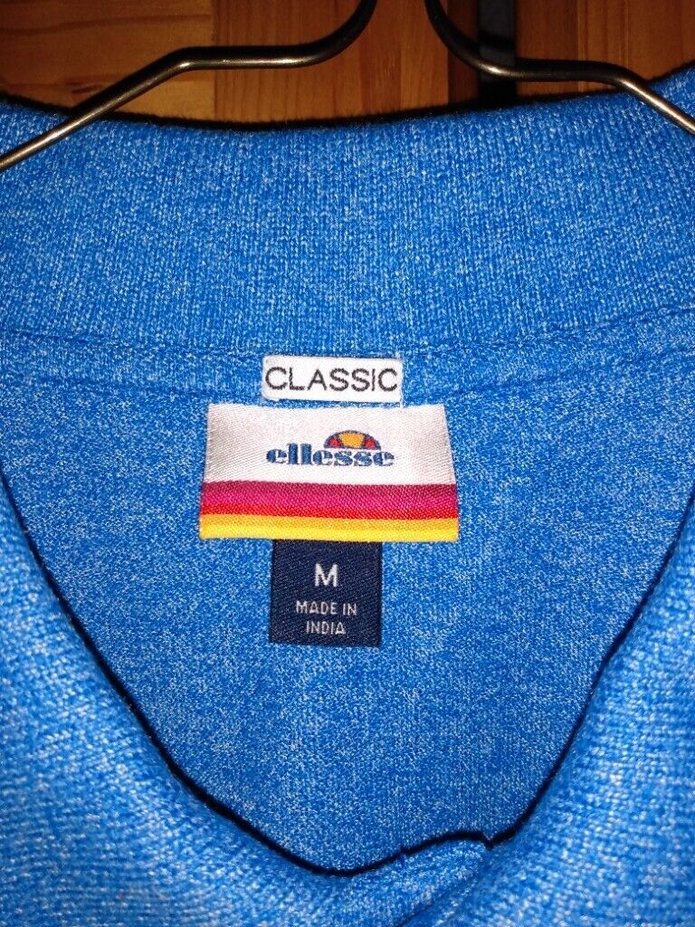 New Genuine Sample Ellesse Heritage - Marl Light Blue Polo Shirt Size Medium