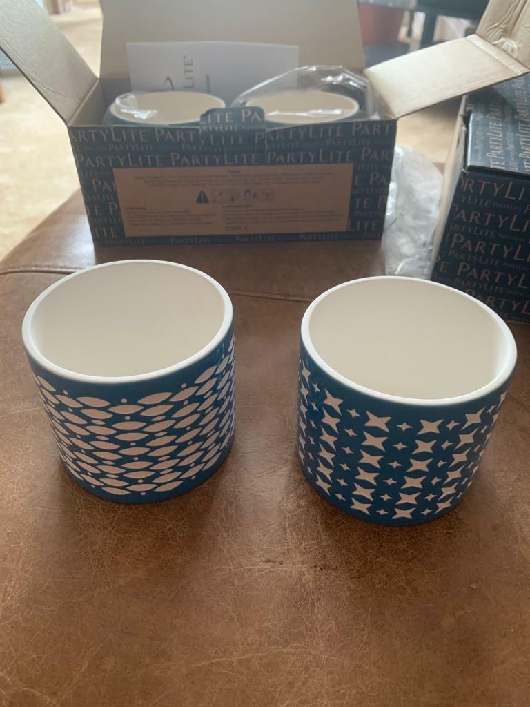 New Boxed Set of 2 PartyLite Grecian Tealight Candle Holders