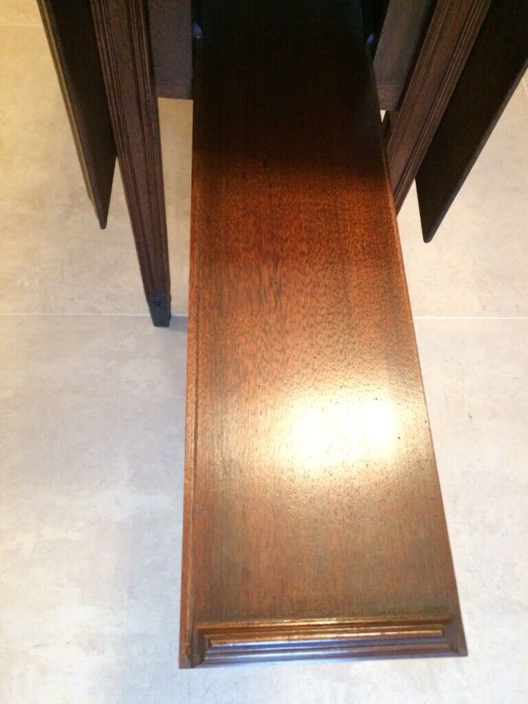 Vintage dropleaf occasional table with integral long drawer, metal footed legs