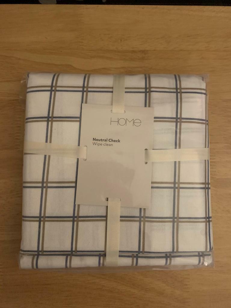 image for *NEW* HOME Natural Check Wipe Clean Tablecloth 100% cotton