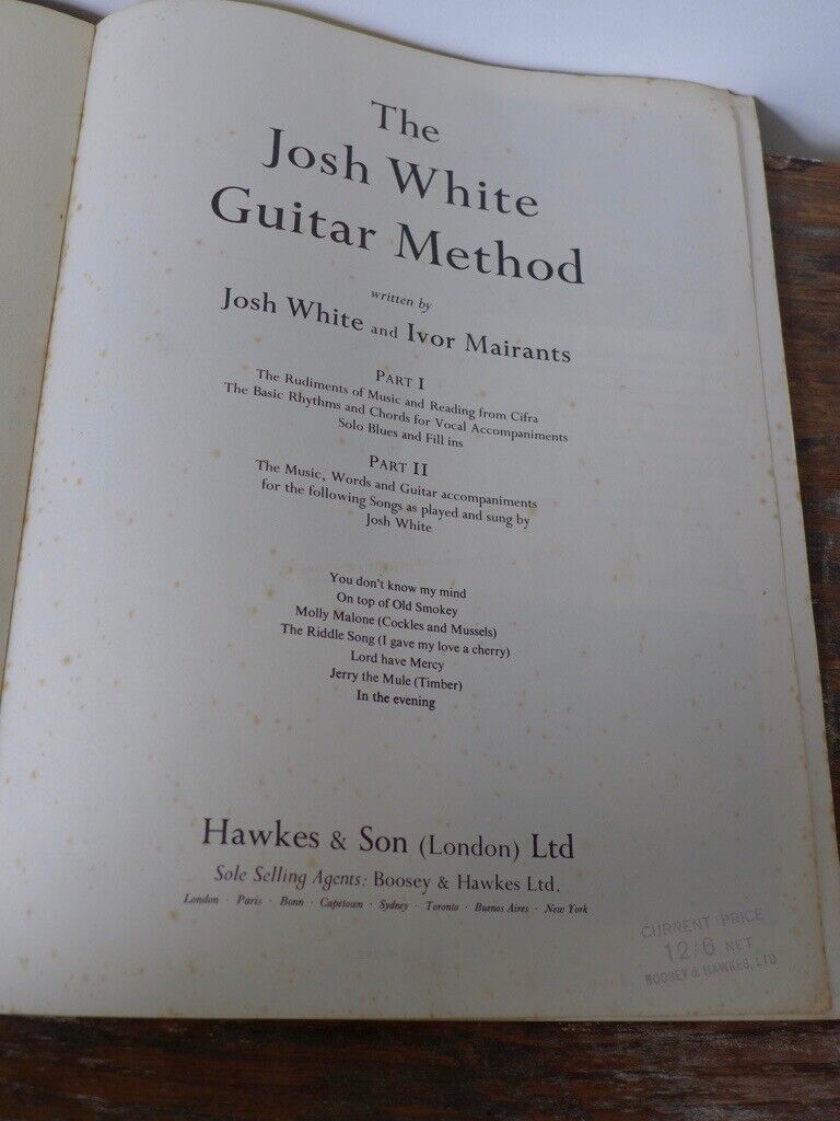 JOSH WHITE GUITAR METHOD 1956 by Josh White and Ivor Mairants. First Edition Paperback.