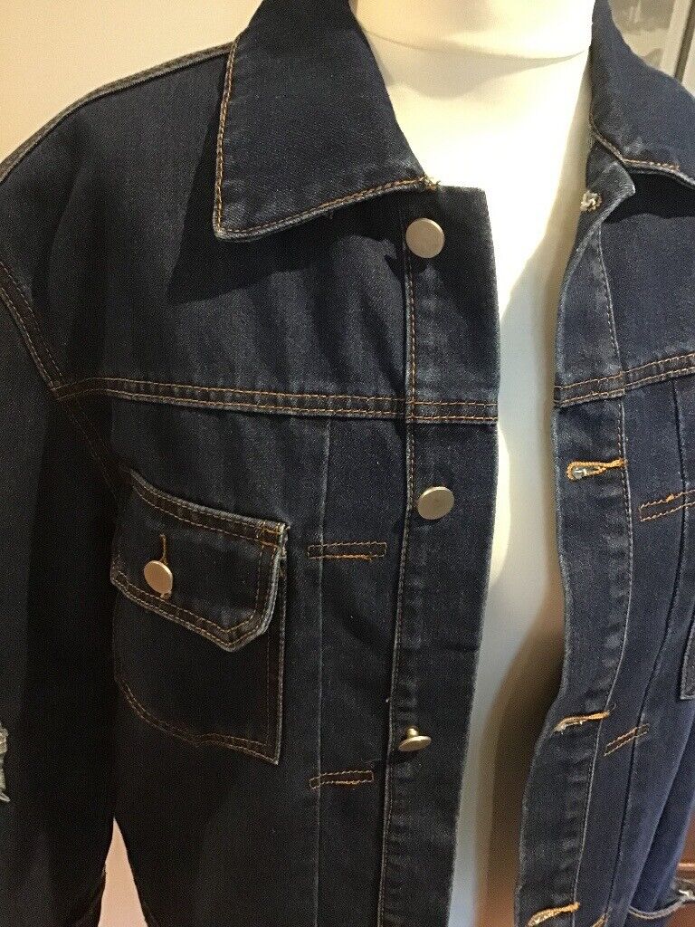 MOMOKROM LADIES DENIM JACKET WITH RIPPED EFFECT - SIZE  SMALL