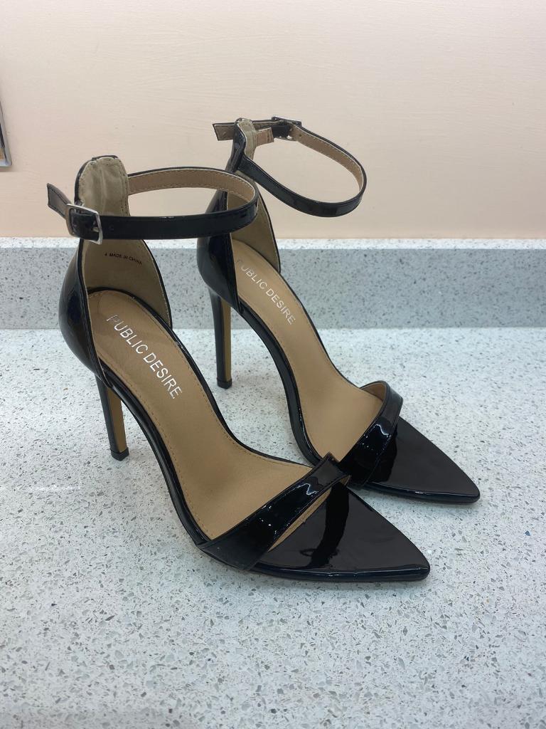 Ladies Black Patent High Heels - Size 4 - Only worn once