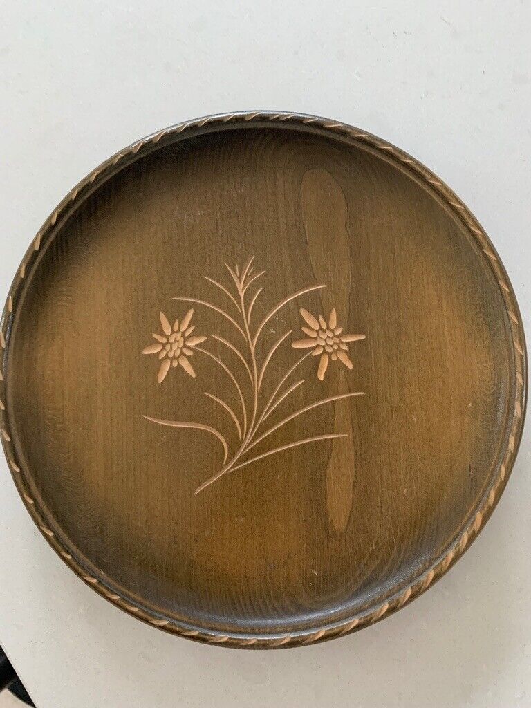 image for Vintage Walter Stahli Hand Carved Decorative Wooden Plate
