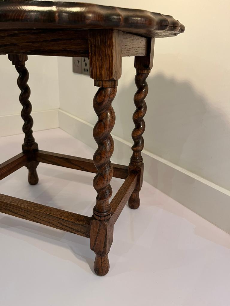 Barley Twist solid oak small side table, Circa 1920.