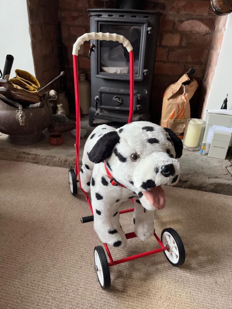 Vintage Mulholland & Bailie push along Dalmatian dog toy Walker 