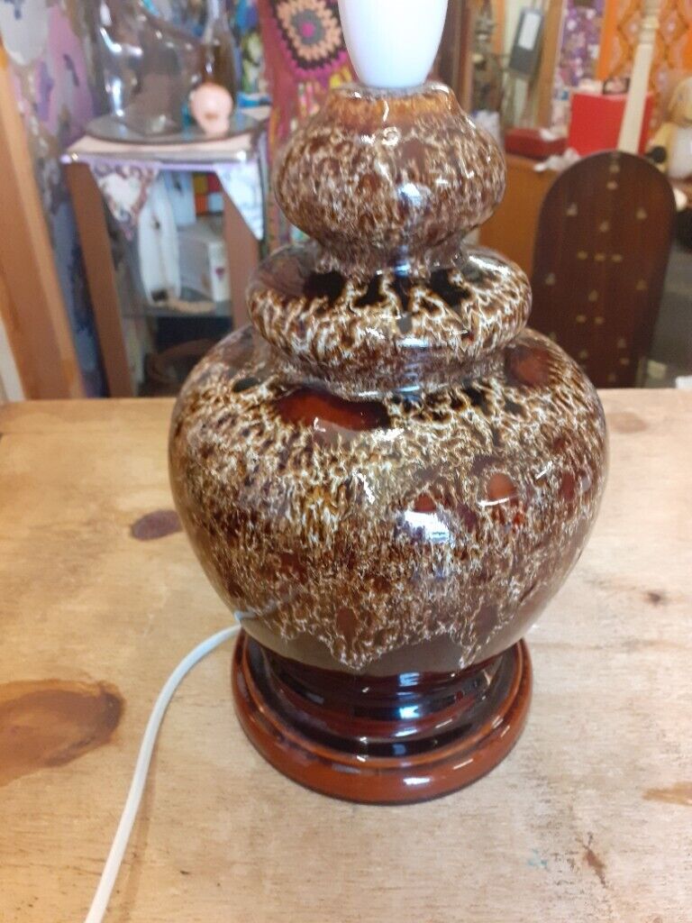 Vintage pottery lamp (No shade). Has no stamp/maker's mark. Highly lac