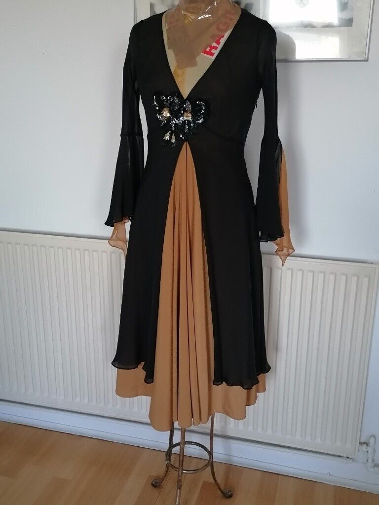 Vintage 90's Designer RONIT ZILKHA Pure Silk Floaty Dress. Nr Mint Cond. Size : UK 10 