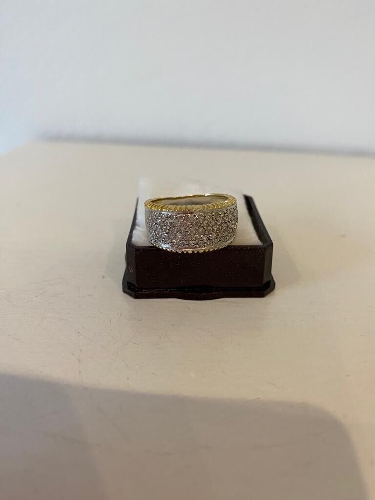 image for Gold edged white gold band with diamonds ring
