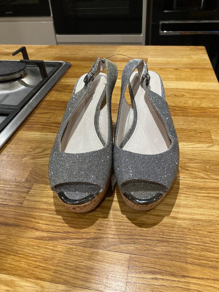 image for Next silver glitter wedge shoes size 6 1/2 new REDUCED 