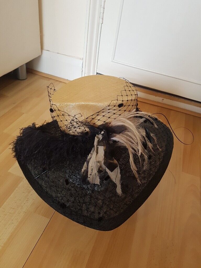 *NEW* Beautiful Women's Hat in black + champagne/ peach by KATHERINE ELIZABETH