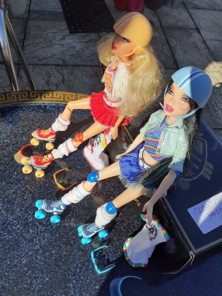 RARE 2006 Barbie My Scene Roller Girl Nolee and Kennedy Dolls 