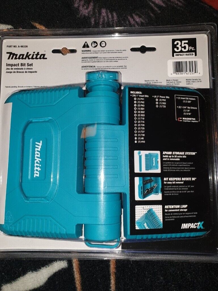 Makita IMPACT X Bit Set 35pc New In Package A-98326 fits all drills 2019 Pocket Cup box