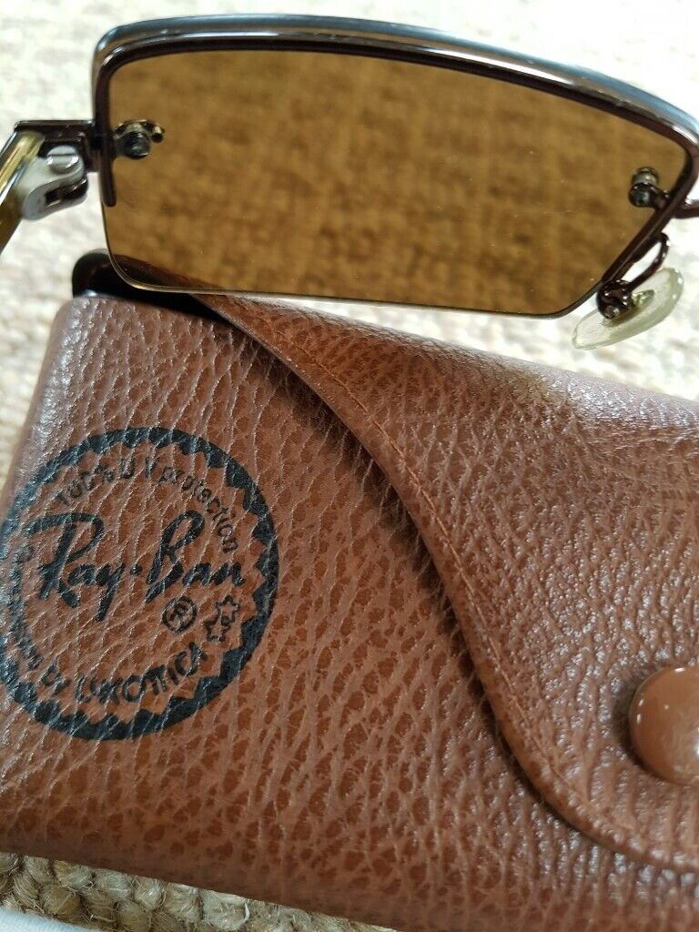 Vintage Ray Ban RB 3203 Side Street Combo Half Rimless Sunglasses
