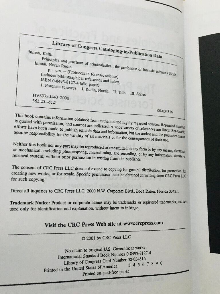 Principles and Practice of Criminalistics - Keith Inman, Norah Rudin - Hardcover