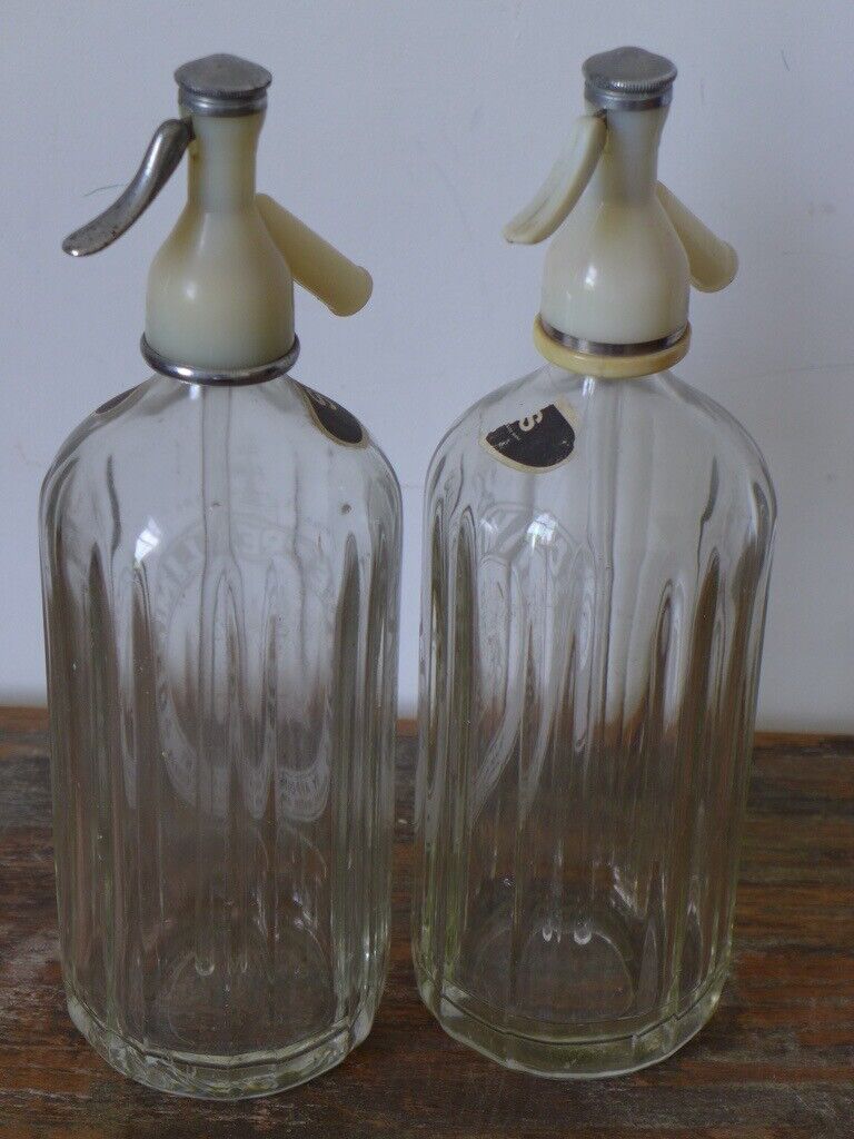 Collectable, Bar Display etc. TWO Antique Vintage Schweppes Soda Syphon Bottles, £25 for the two.