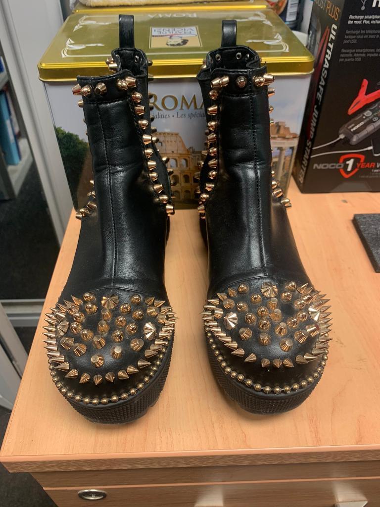 image for Black boots with metal studding size 4